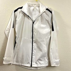 Small White Zip-Up Hooded Windbreaker
